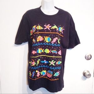 🌟5 for $25🌟 Vintage Neon Nautical Fish Tee